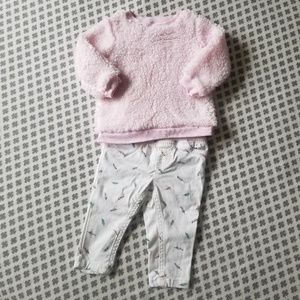 Carter's Cozy 9m Outfit - Fuzzy Top & Twill Pant